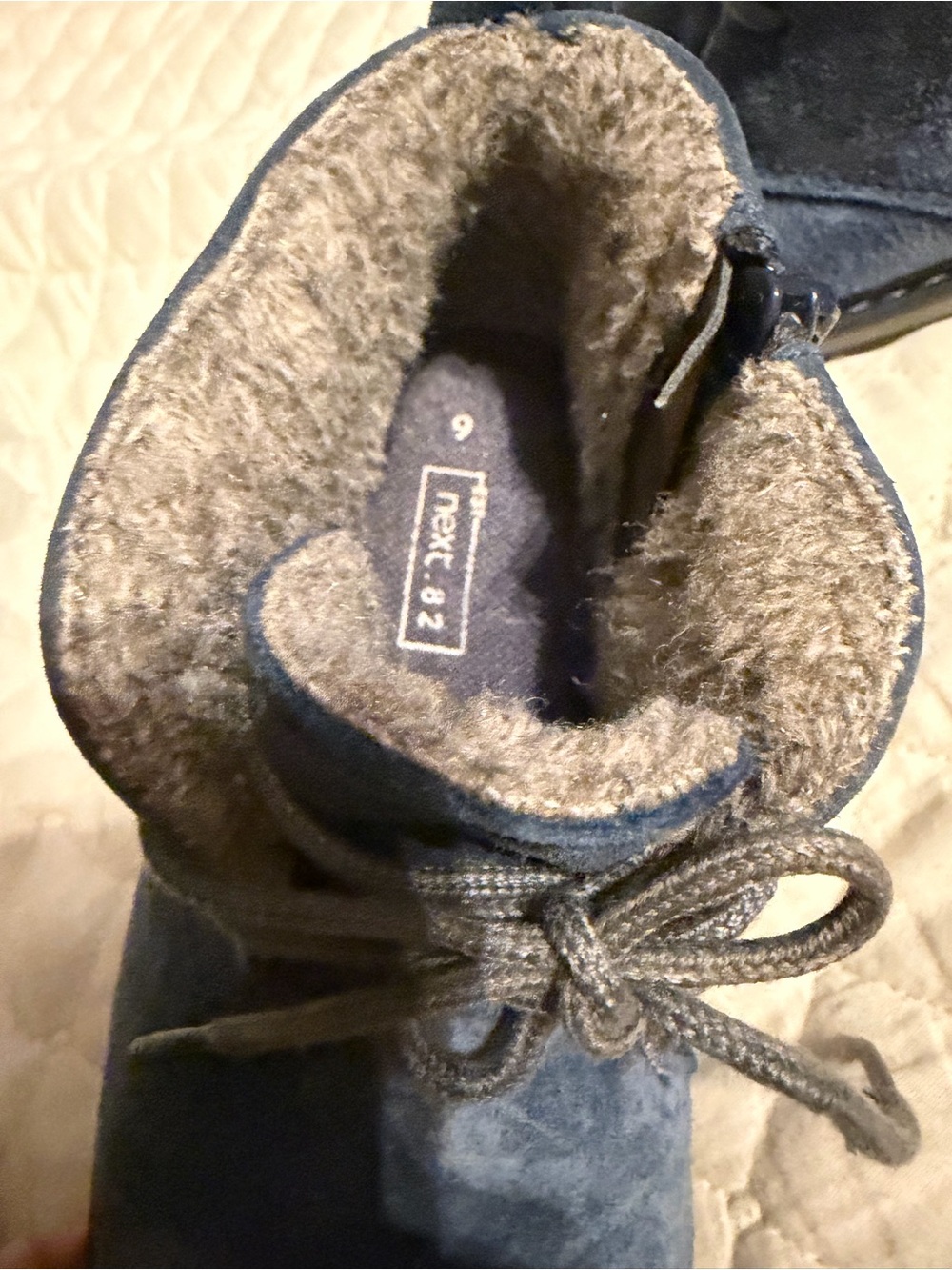 Kids Blue Suede Winter Boots with Faux Fur Lining - Picture 5 of 8
